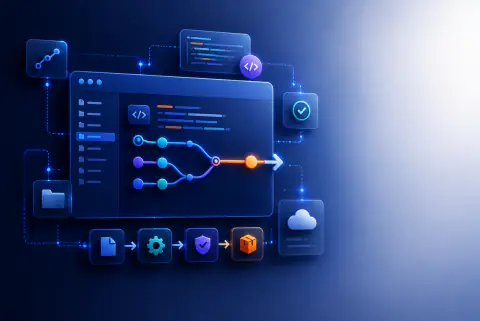 GitLab Certified Fundamentals Associate practice tests with DevOps workflow, Git branches, CI/CD pipeline, security checks and exam preparation dashboard